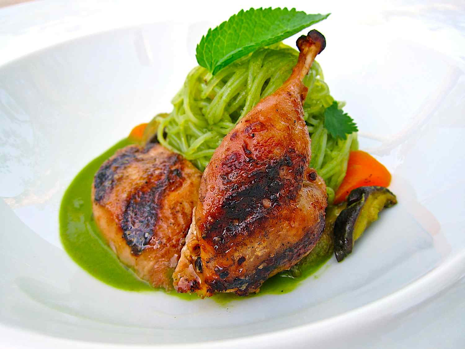 Thai Green Curry recipe with Grilled Quail