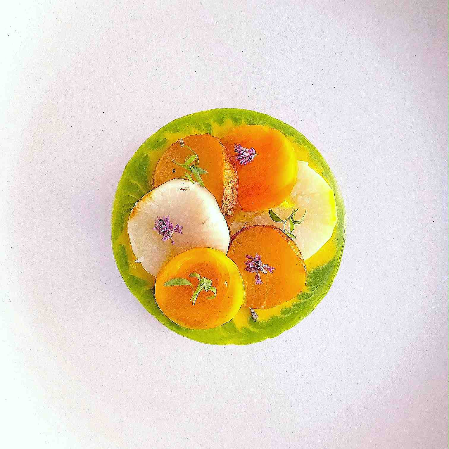 turnips recipe with, persimmon, anise hyssop (