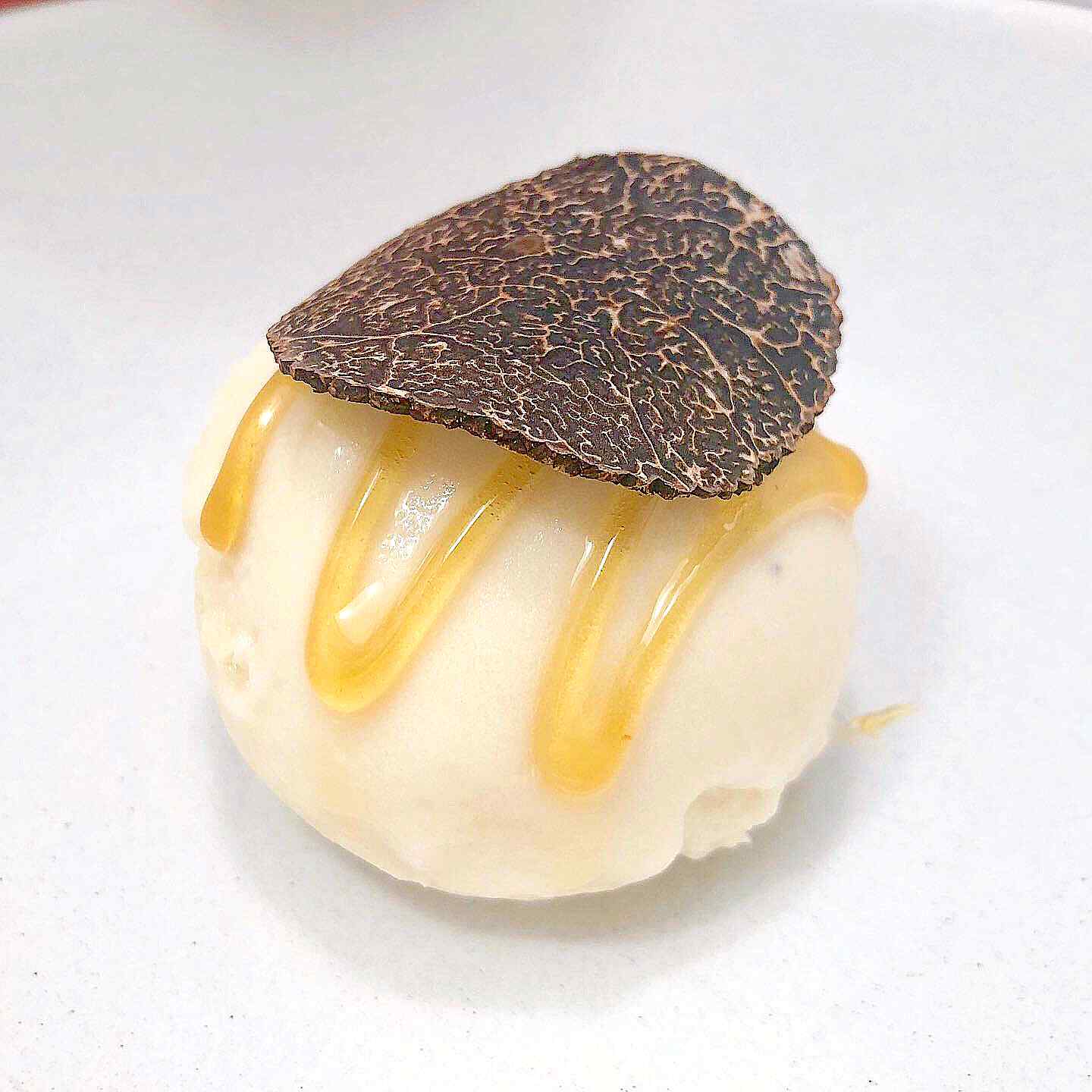 white chocolate sorbet with truffle and honey
