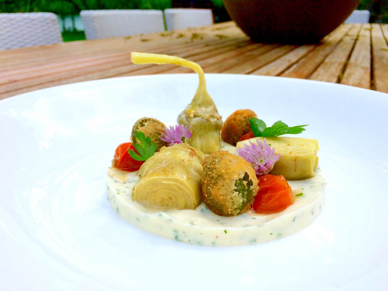 Artichokes with Fried Olives and Parsely