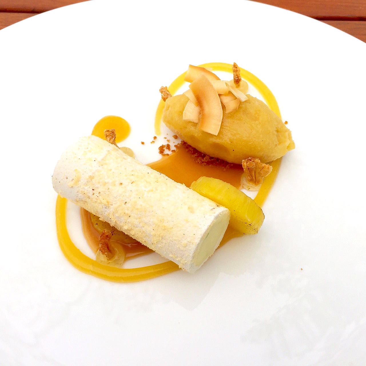 Coconut Vacherin Recipe with Lime and Pineapple sorbet 