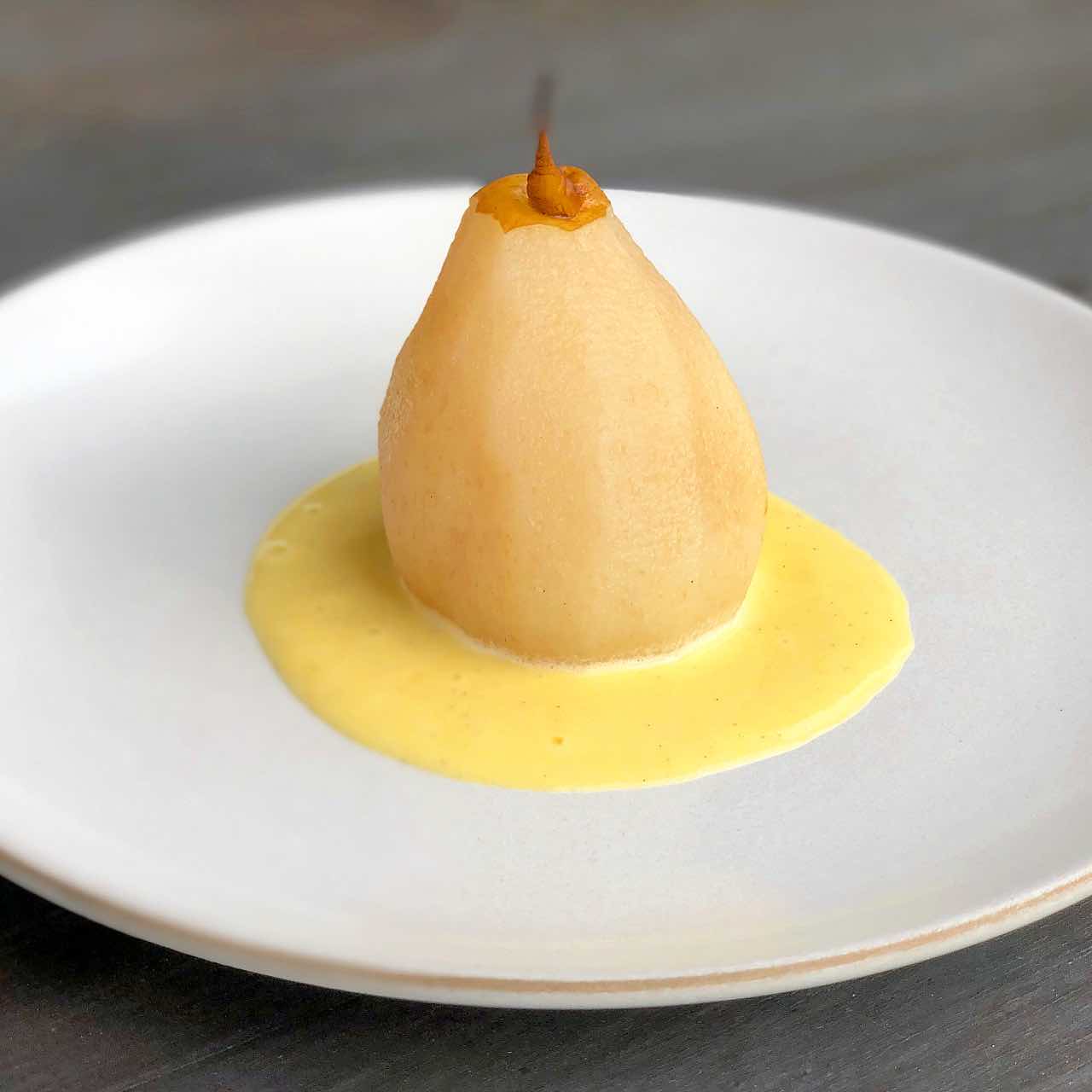 Poached Pear recipe with Creme Anglaise