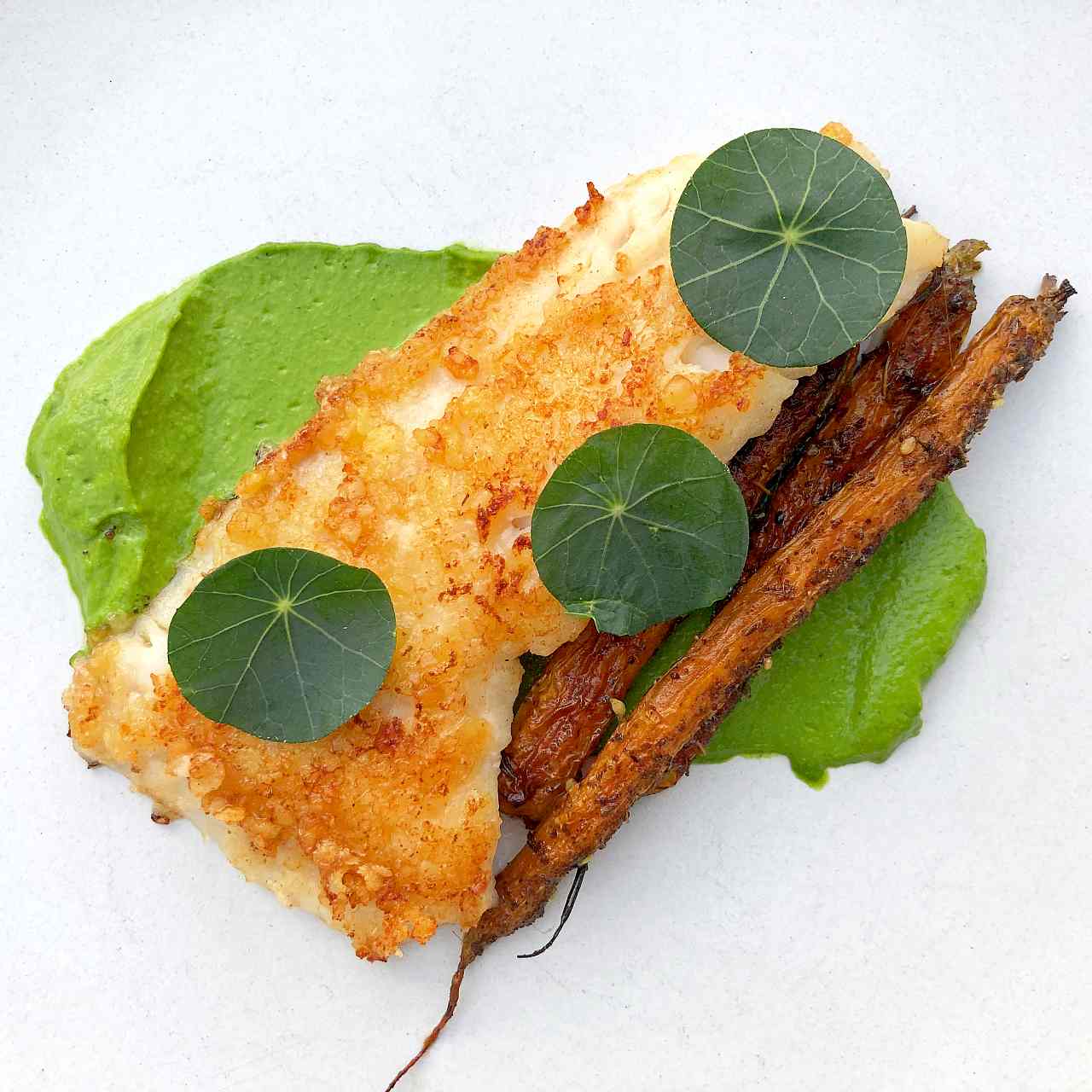Pacific Rockfish recipe and Nasturtiums and carrots